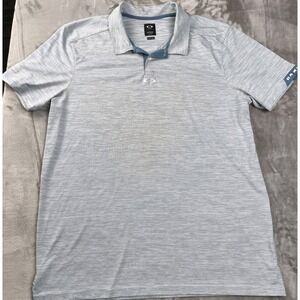 Oakley Gray Striped Golf Polo Shirt 2XL Performance Short Sleeve